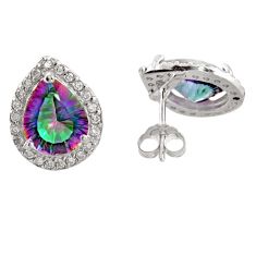 Pear rainbow topaz 925 sterling silver stud earrings